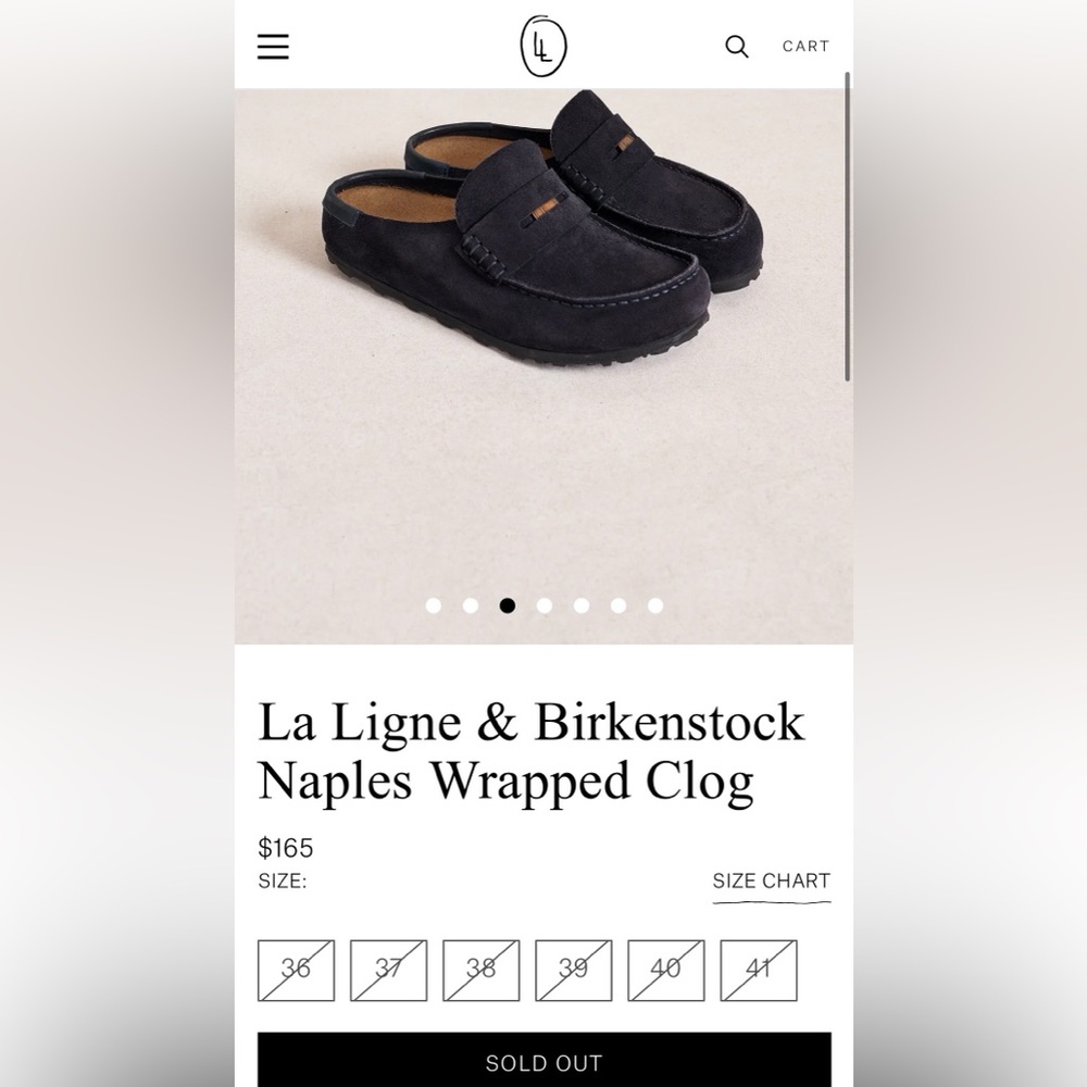 NWT LA LIGNE X BIRKENSTOCK - Naples wrapped, in “Midnight”, size 37 (US6-6.5)